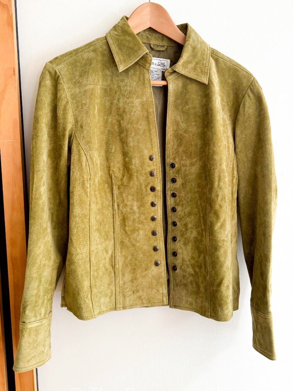Vintage 90s Olive Authentic Leather Suede Jacket Fitted (PS)